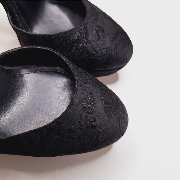 WHBM Jacquard Platform High Heels Ankle Strap Katrina Goth Whimsygoth 8 Black - Picture 5 of 15